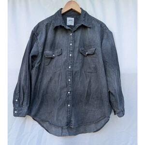 Aerie Denim Chambray‎ Button Down Shirt S Relaxed Fit Faded Western Oversized
